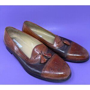 Mezlan Cap Toe Leather Loafers Mens 13 Brown Tassel Brogue Dress Shoe Spain